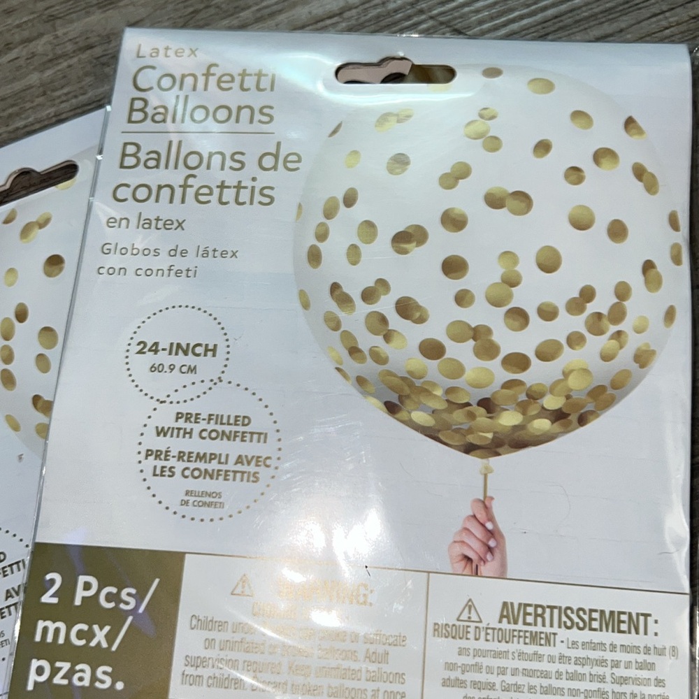 Gold Confetti Balloons - 2 Pack